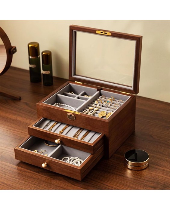 Retro Light Luxury Wooden Jewelry Box