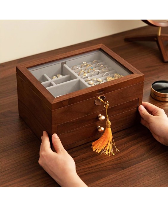 Retro Light Luxury Wooden Jewelry Box