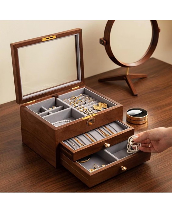 Retro Light Luxury Wooden Jewelry Box