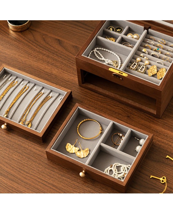 Retro Light Luxury Wooden Jewelry Box