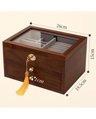 Retro Light Luxury Wooden Jewelry Box