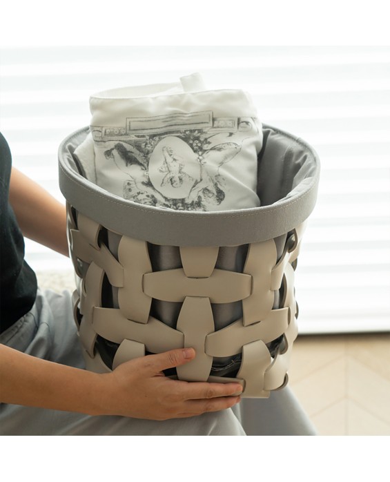 Premium Leather Woven Dirty Clothes Basket