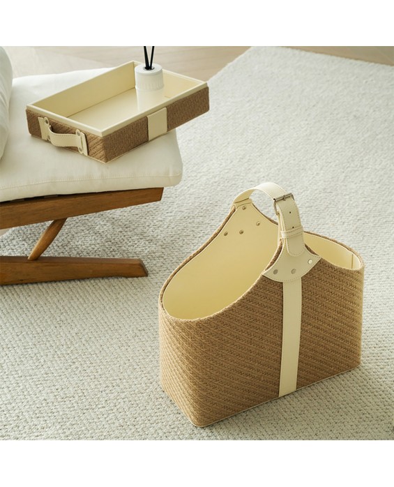 Light Luxury Leather Handle Dirty Clothes Basket