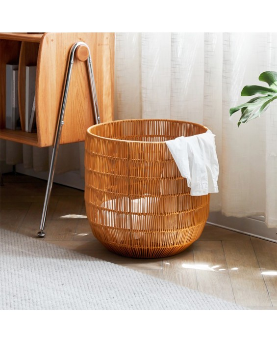 Round Hollow Rattan-Like Dirty Clothes Basket