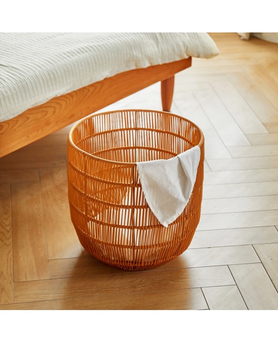 Round Hollow Rattan-Like Dirty Clothes Basket
