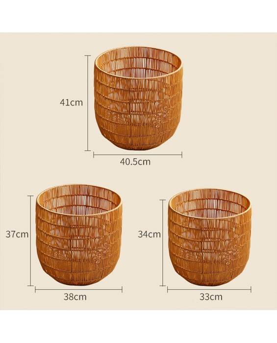 Round Hollow Rattan-Like Dirty Clothes Basket