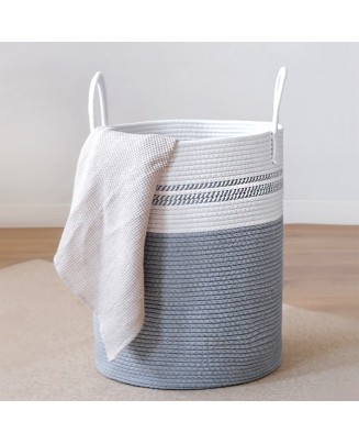 Cotton Rope Color Matching Woven Dirty Clothes Basket