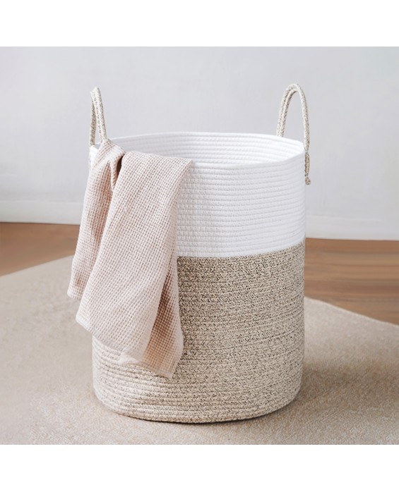 Cotton Rope Color Matching Woven Dirty Clothes Basket