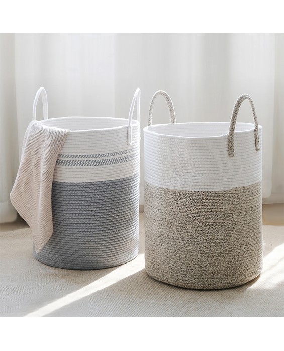 Cotton Rope Color Matching Woven Dirty Clothes Basket
