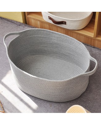 Simple Solid Color Cotton Line Dirty Clothes Basket