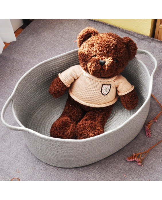 Simple Solid Color Cotton Line Dirty Clothes Basket