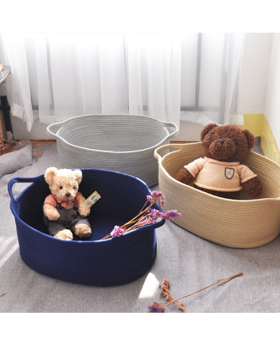 Simple Solid Color Cotton Line Dirty Clothes Basket