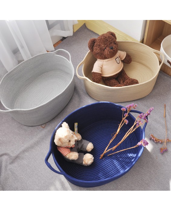Simple Solid Color Cotton Line Dirty Clothes Basket