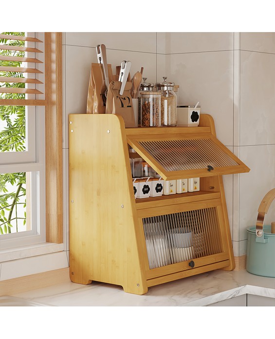 Deep Mountain Bamboo Tableware Storage Cabinet