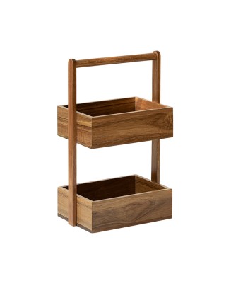 High-Quality Double-Layer Solid Wood Storage Rack