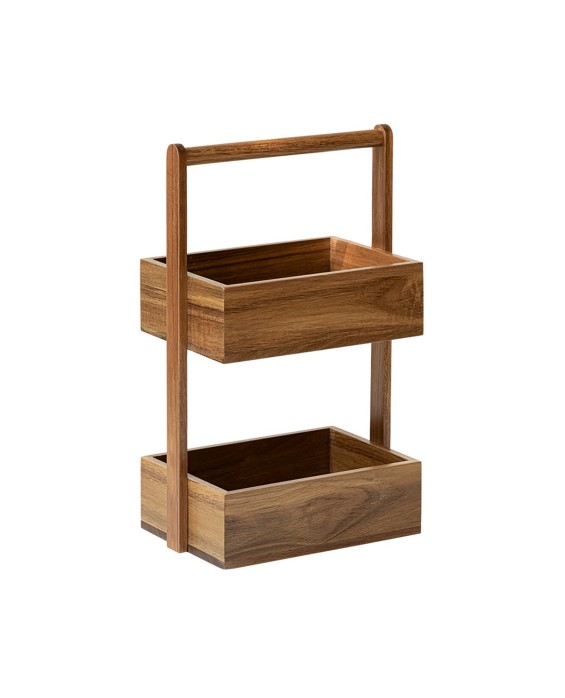 High-Quality Double-Layer Solid Wood Storage Rack