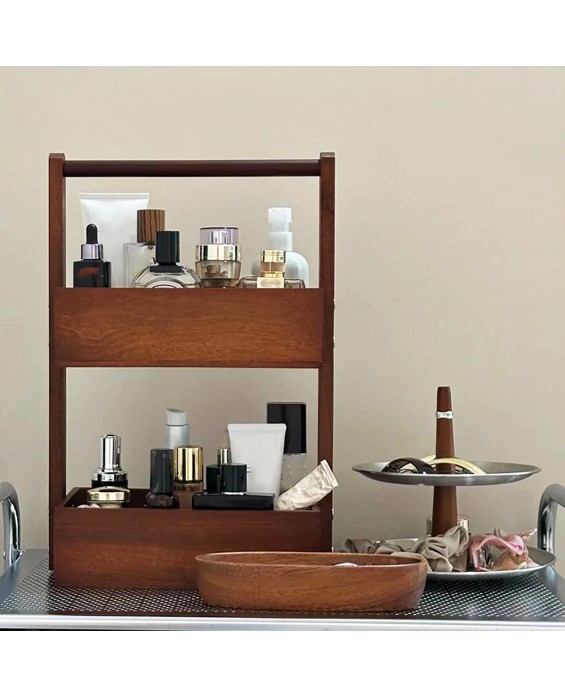 High-Quality Double-Layer Solid Wood Storage Rack