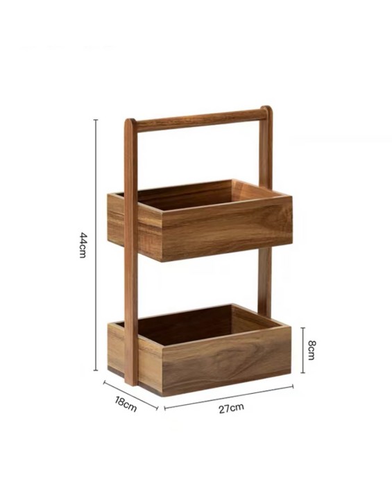 High-Quality Double-Layer Solid Wood Storage Rack