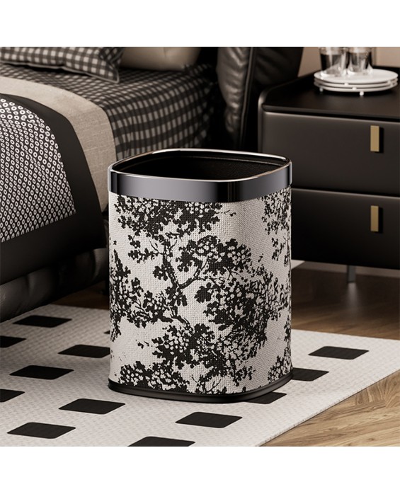 Jacquard Leather Double-Layer Trash Can