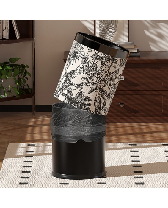Jacquard Leather Double-Layer Trash Can