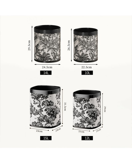 Jacquard Leather Double-Layer Trash Can