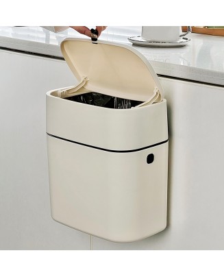 Wall-Mounted Trash Can With Lid