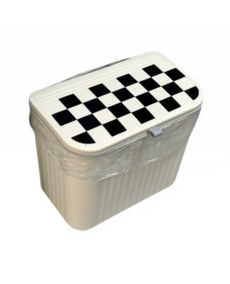 Checkerboard Wall-Mounted Trash Can