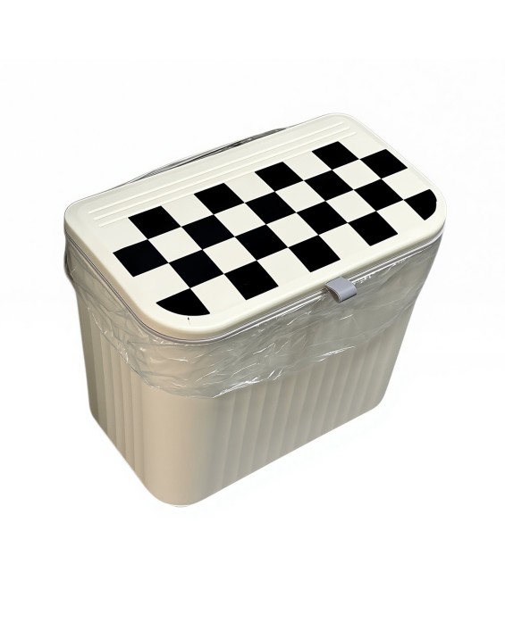 Checkerboard Wall-Mounted Trash Can