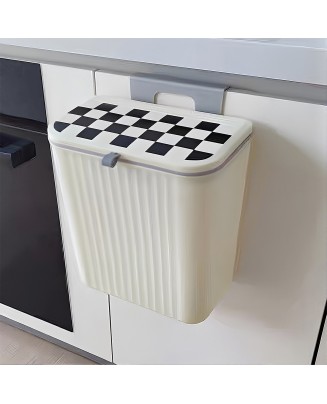 Checkerboard Wall-Mounted Trash Can