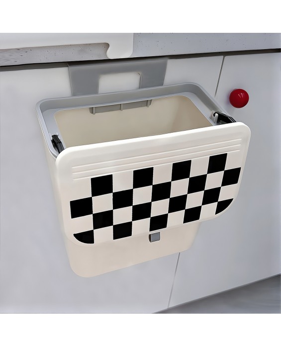 Checkerboard Wall-Mounted Trash Can
