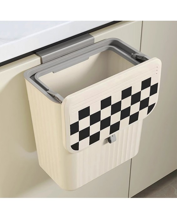 Checkerboard Wall-Mounted Trash Can