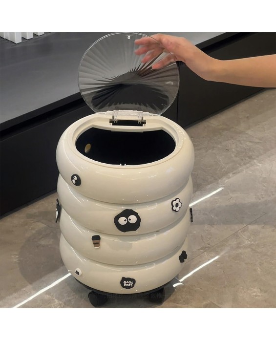 Push-Type Cylindrical Trash Can