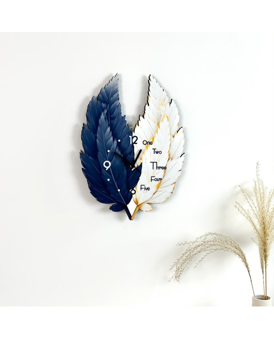Two-Color Feather Living Room Wall Clock