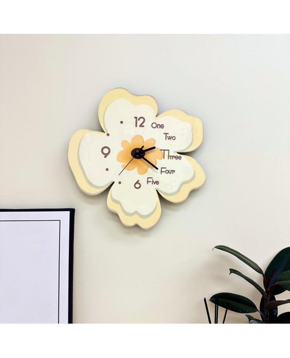 Two-Color Flower Living Room Home Wall Clock