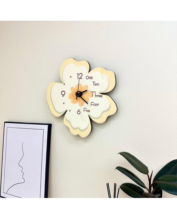 Two-Color Flower Living Room Home Wall Clock