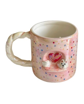 Cute Pearlescent Embossed Puppy Mug