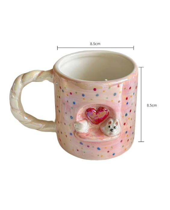 Cute Pearlescent Embossed Puppy Mug