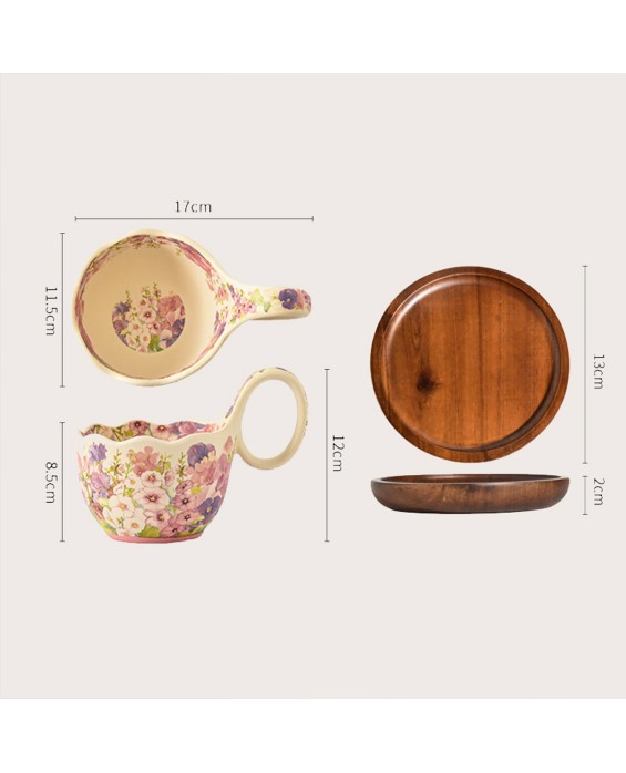 Flowery Curved Handle Mug
