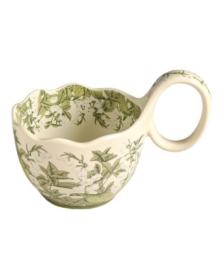 Green Lily of the Valley Curved Handle Mug