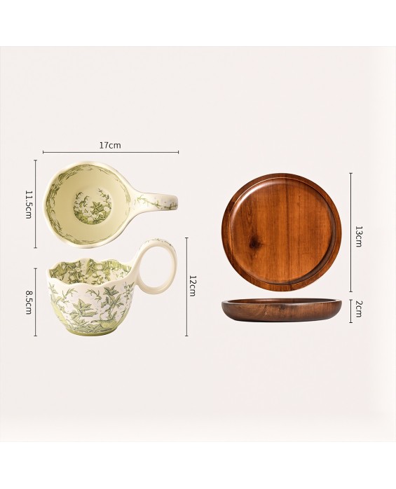 Green Lily of the Valley Curved Handle Mug