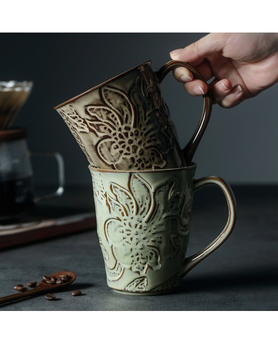 3D Embossed Floral Mug