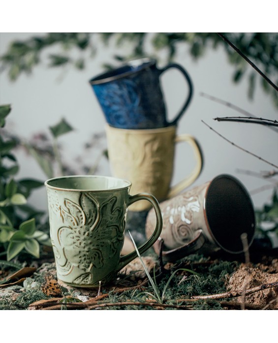 3D Embossed Floral Mug
