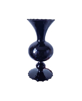 High-End Vintage Black Glass Vase