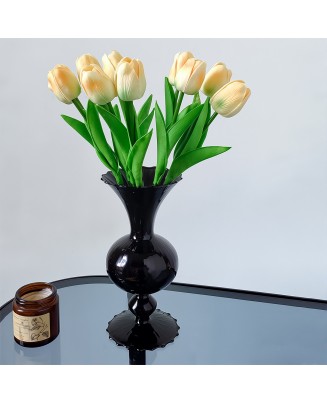 High-End Vintage Black Glass Vase