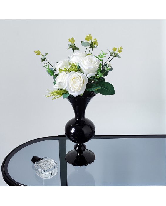 High-End Vintage Black Glass Vase