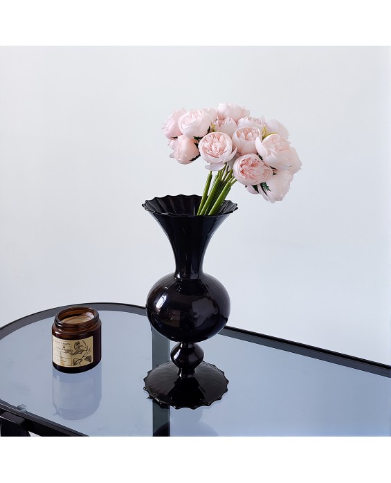High-End Vintage Black Glass Vase