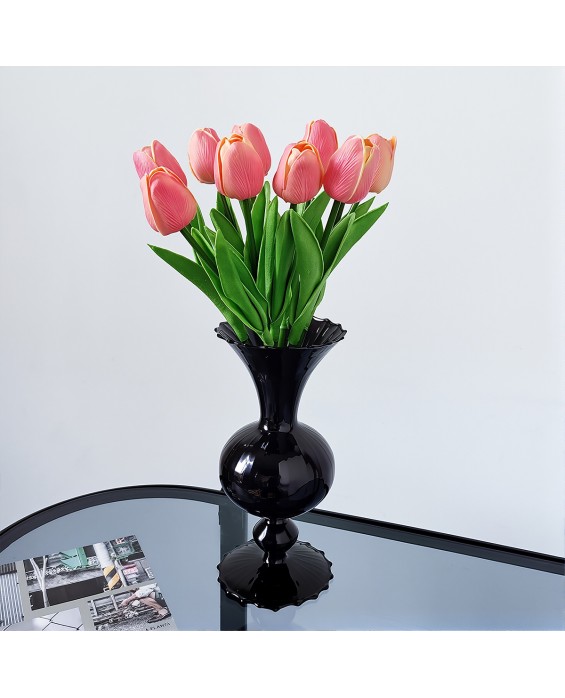 High-End Vintage Black Glass Vase