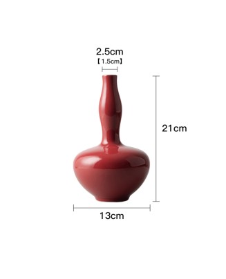 Red Glaze Porcelain Long-Necked Gourd Vase
