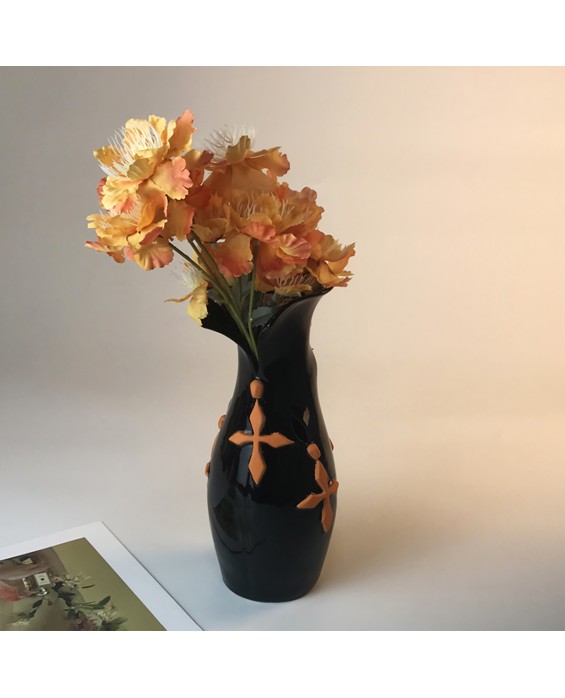 Black Cross Ceramic Vase